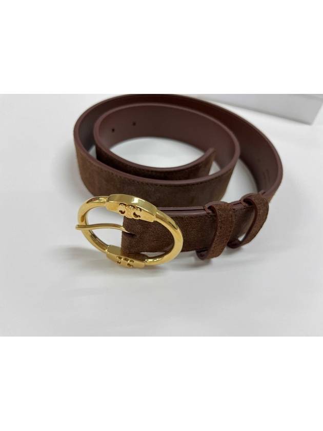 Women's Triomphe Large Twin Suede Leather Belt Brown - CELINE - BALAAN 4