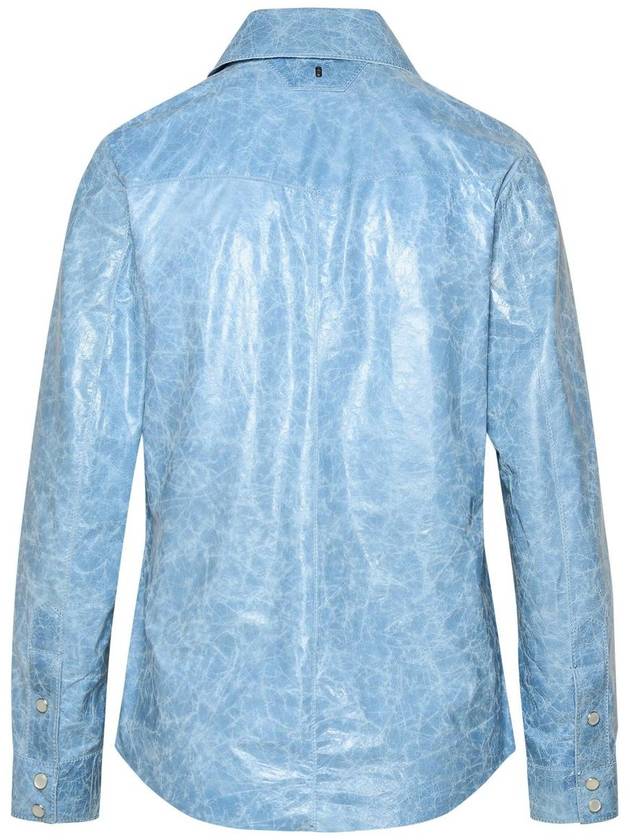 Salvatore Santoro Light Blue Leather Shirt - SALVATORE SANTORO - BALAAN 3