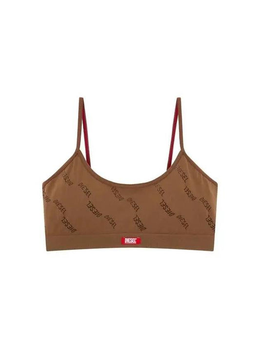 Women s Logo Pattern Stretch Bra Brown - DIESEL - BALAAN 1