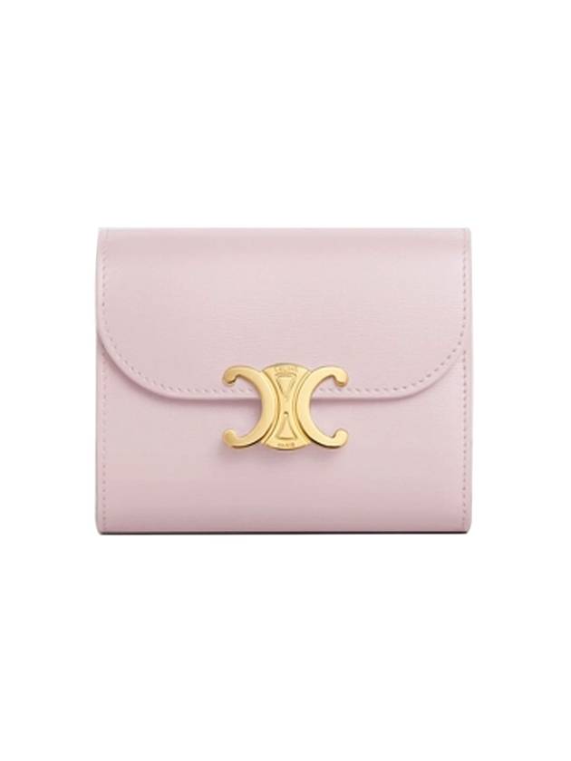 Triomphe Small Shiny Calfskin Half Wallet Pastel Pink - CELINE - BALAAN 1