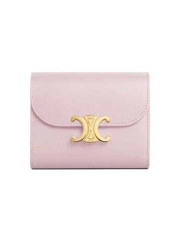 Triomphe Shiny Calfskin Small Flap Bicycle Wallet Pastel Pink - CELINE - BALAAN 1