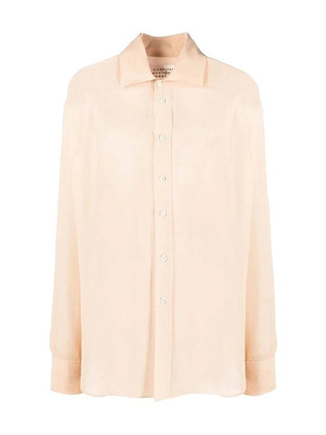 Women's Turn-up Cuffs Silk Long Sleeve Shirt Nude - MAISON MARGIELA - BALAAN 1