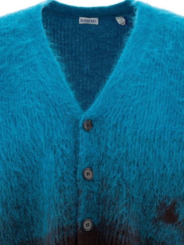 V-Neck Knit Wool Mohair Blend Cardigan Brown Blue - BURBERRY - BALAAN 4