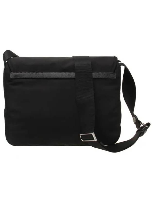 Triangular Logo Tessuto Messenger Bag Black - PRADA - BALAAN 4