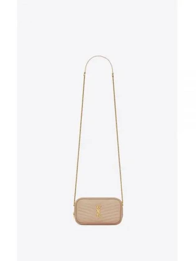 Lou Gold Mini Leather Cross Bag Beige - SAINT LAURENT - BALAAN 2