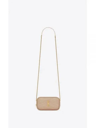 Lou Gold Mini Leather Cross Bag Beige - SAINT LAURENT - BALAAN 2