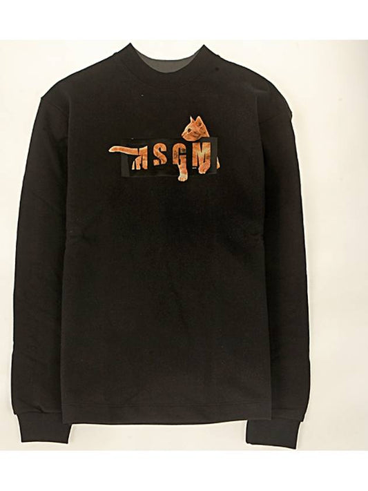 Cat Logo Crew Neck Sweatshirt Black - MSGM - BALAAN.