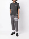 Men's Three Stripes Pocket Mercerized Short Sleeve Polo Shirt Dark Grey - THOM BROWNE - BALAAN 7