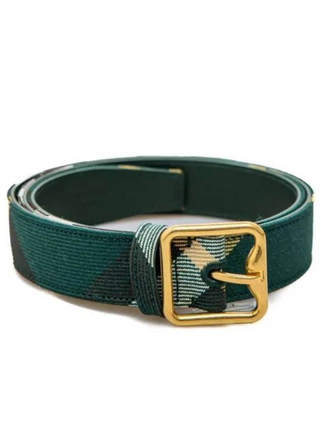 Check Pattern Buckled Leather Belt Green - BURBERRY - BALAAN 2