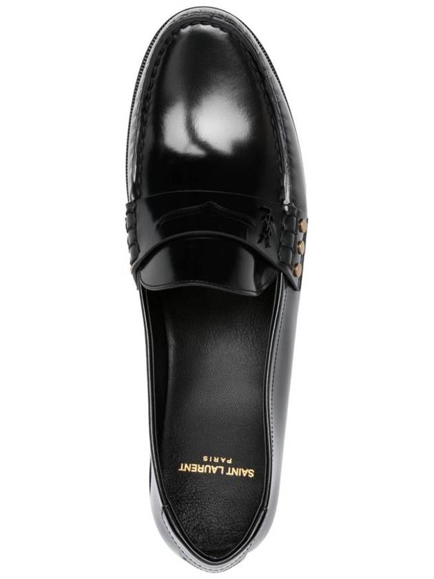 Mocassini Leather Monogram Loafer Black - SAINT LAURENT - BALAAN 5