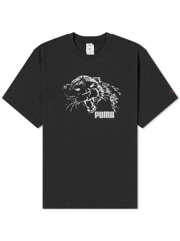 Logo Print Short Sleeve T-Shirt Black - PUMA - BALAAN 1