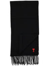 Small Heart Logo Classic Wool Scarf Black - AMI - BALAAN 3