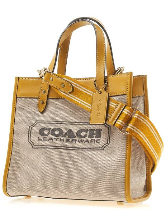 Women's Field Tote Bag CH740 NATURAL CANVAS YELLOW GOLD - COACH - BALAAN 2