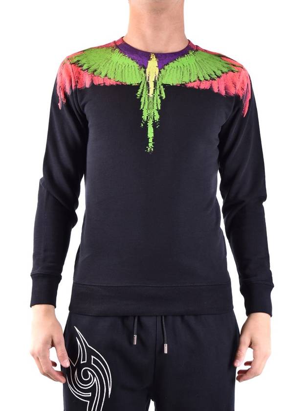 Camo Wing Print Cotton Sweatshirt Black - MARCELO BURLON - BALAAN 2