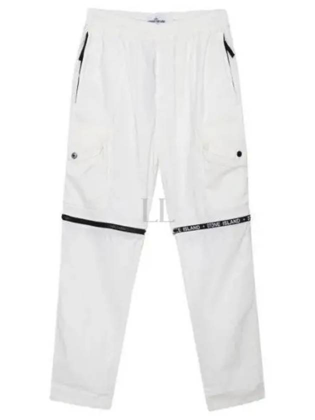 Logo Zipper Cargo Straight Pants White - STONE ISLAND - BALAAN 2