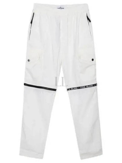 Logo Zipper Cargo Straight Pants White - STONE ISLAND - BALAAN 2