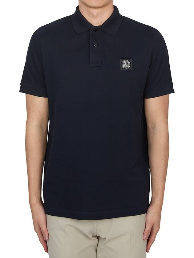 Organic Cotton Elastane Pique Polo Shirt Navy - STONE ISLAND - BALAAN 2