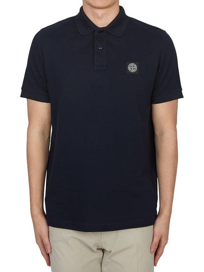 Organic Cotton Elastane Pique Polo Shirt Navy - STONE ISLAND - BALAAN 2