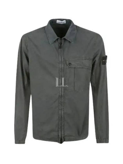 Old Treatment Garment Dyed Overshirt Jacket Dark Green - STONE ISLAND - BALAAN 2