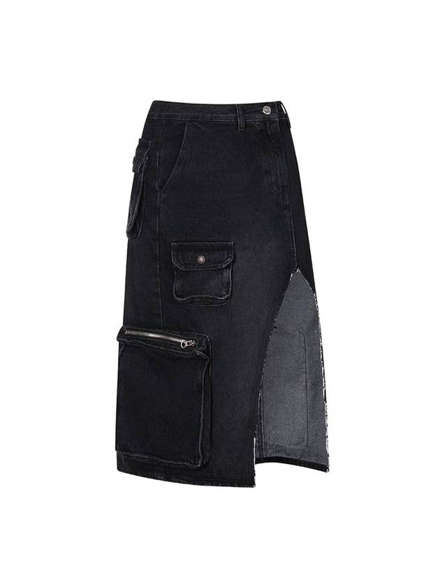 Runway Artificial Cargo Midi Skirt_Charcoal - ULKIN - BALAAN 2