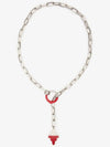 Logo Cross Chain Necklace Red Silver - MARCELO BURLON - BALAAN 3