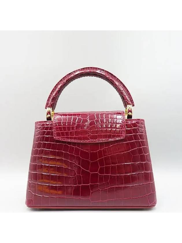 N90130 Burgundy Alligator Leather Capucine Mini Top Handle Tote Bag Shoulder Strap 2WAY - LOUIS VUITTON - BALAAN 4