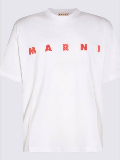 Logo Print Cotton Short Sleeve T-Shirt White - MARNI - BALAAN 2