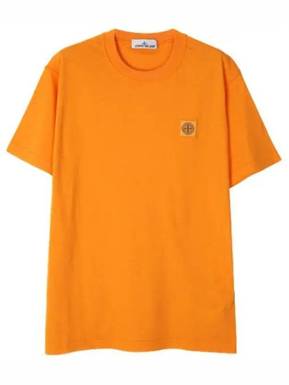 Pisato Effect Logo Patch Short Sleeve T-Shirt Orange - STONE ISLAND - BALAAN 2