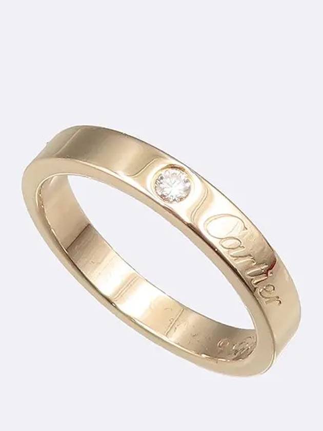 B40864 18K pink gold C de engraving 1 point diamond wedding band ring No 50 - CARTIER - BALAAN 1