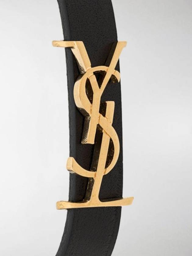 Monogram Opyum Leather Bracelet Black Gold - SAINT LAURENT - BALAAN 6