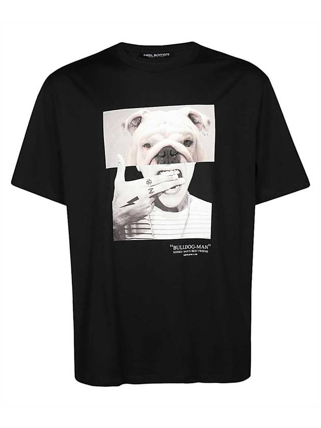 Bulldog Crew Neck Cotton Short Sleeve T-Shirt Black - NEIL BARRETT - BALAAN 1