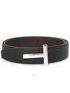 Silver Hardware T Logo Reversible Leather Belt Brown - TOM FORD - BALAAN 3