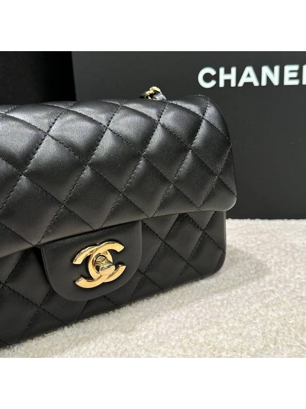 Classic Flap Bag Lambskin Black Champagne Gold Mini - CHANEL - BALAAN 4