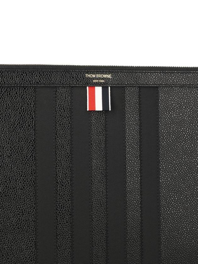 diagonal striped leather clutch bag black - THOM BROWNE - BALAAN 5