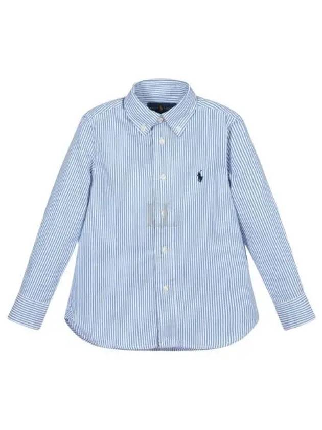 Logo Embroidery Striped Poplin Long Sleeve Shirt Blue - POLO RALPH LAUREN - BALAAN 2