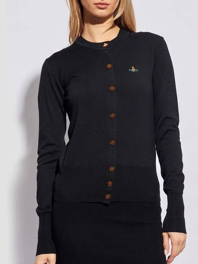 Bea Embroidered Logo Cardigan Black - VIVIENNE WESTWOOD - BALAAN 3