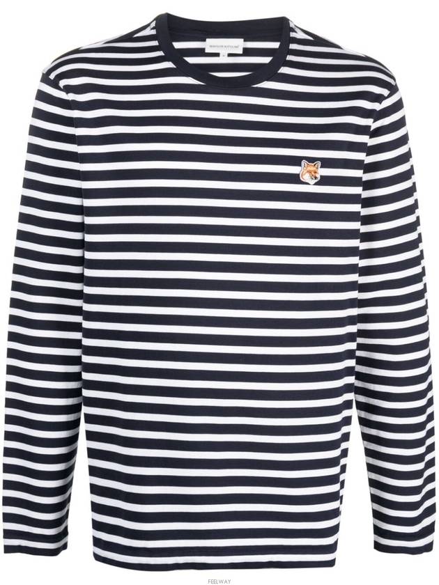 Fox Head Patch Regular Marin Long Sleeve T Shirt Navy Stripes - MAISON KITSUNE - BALAAN 3