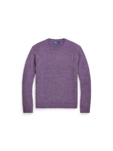 Suede Patch Wool Cashmere Sweater Purple - POLO RALPH LAUREN - BALAAN 1