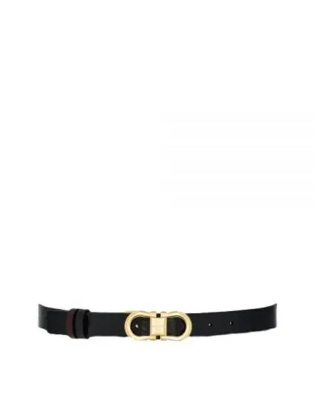 Reversible Gancini Leather Belt Black Dark Barolo - SALVATORE FERRAGAMO - BALAAN 2