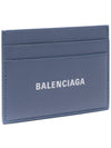 Logo Calfskin Card Wallet Blue - BALENCIAGA - BALAAN 4