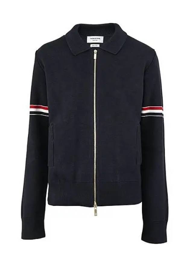 RWB Arm Banding Milano Stitch Collar Zip-up Jacket Navy - THOM BROWNE - BALAAN 2