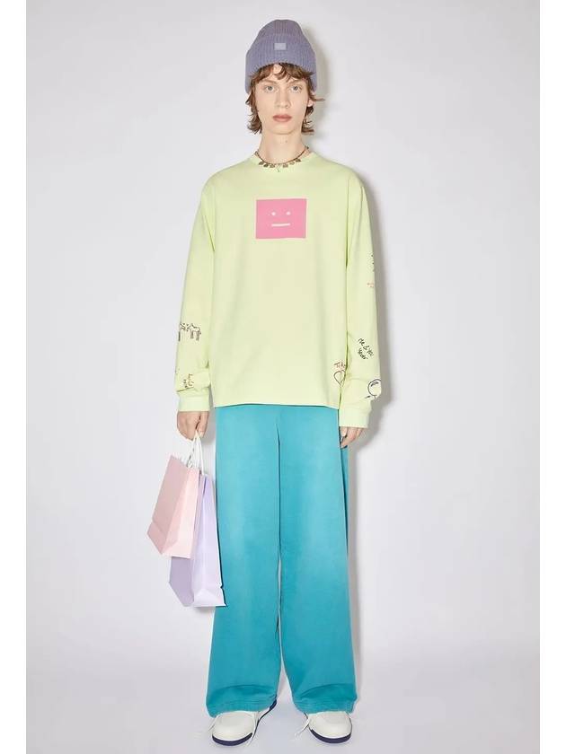 Scribble Long Sleeve T-Shirt Fluo Green - ACNE STUDIOS - BALAAN 3