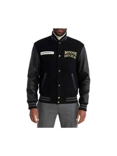 Embroidered Logo Bomber Jacket Black - MOOSE KNUCKLES - BALAAN 2