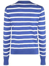 Embroidery  Logo Striped Crew Neck Cardigan Blue - POLO RALPH LAUREN - BALAAN 4