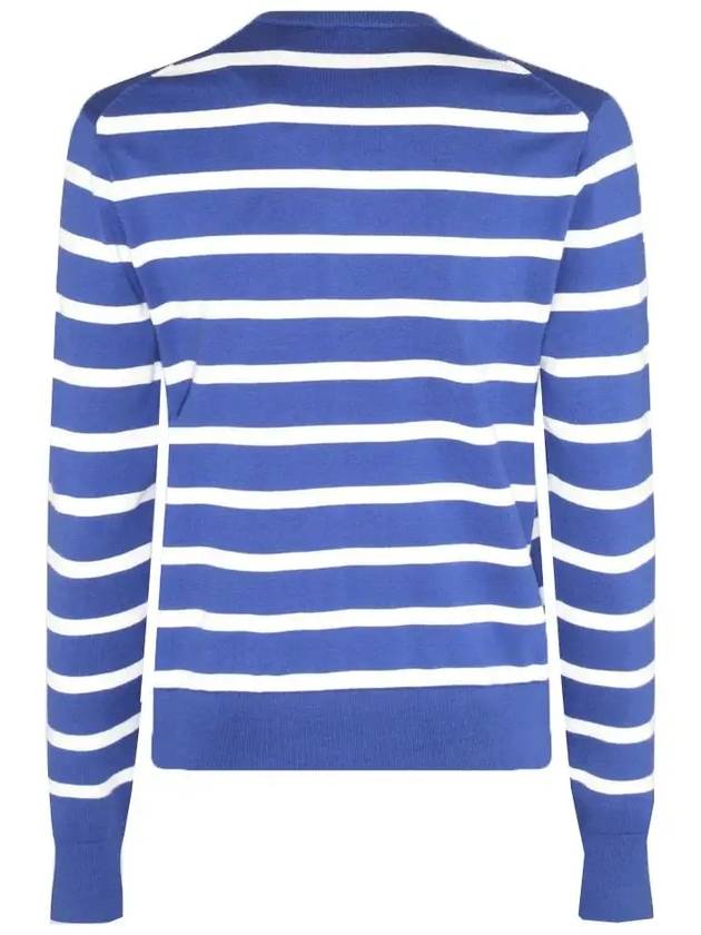 Embroidery Logo Striped Crew Neck Cardigan Blue - POLO RALPH LAUREN - BALAAN 4