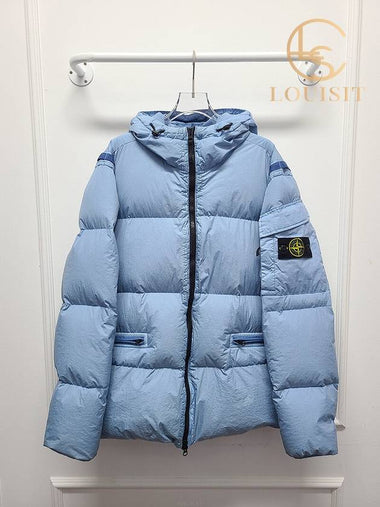 Used luxury goods Lewis It L Pastel blue wappen crinkle wraps hooded padded jumper - STONE ISLAND - BALAAN 1