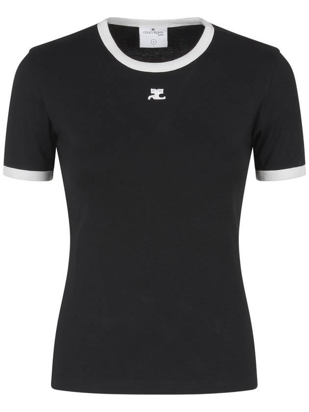 Contrast Signature Short Sleeve T-Shirt Black - COURREGES - BALAAN 2