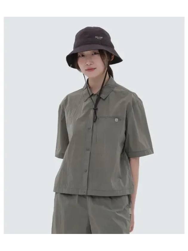 Bright Women s Semi Crop Short Sleeve Shirt Olive S24MWFSH75 - SNOW PEAK - BALAAN 1