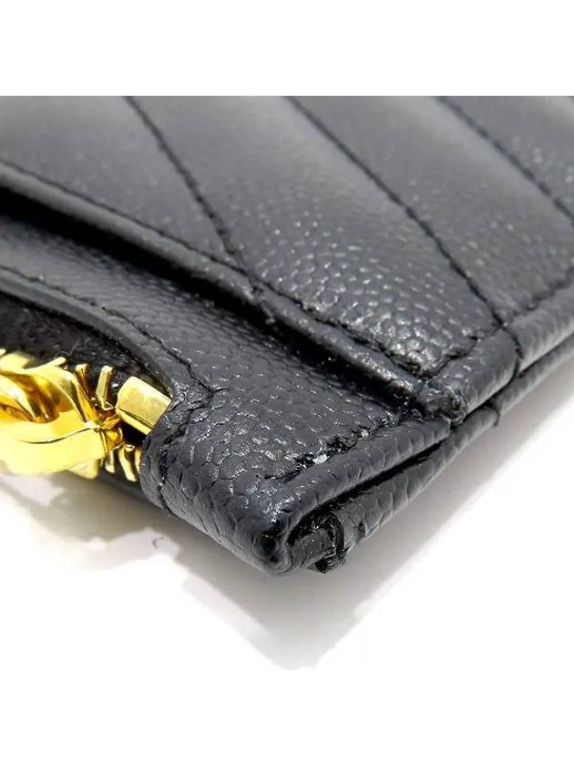 636312 Black Textured Quilted Gold Logo Monogram Bill Clutch - SAINT LAURENT - BALAAN 4