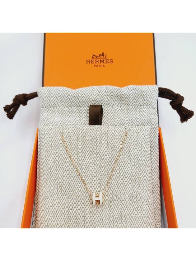 Mini Pop H Pendant Rose Gold & Blanc - HERMES - BALAAN 5